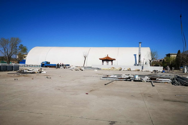天津中石化骨架式膜結構污染土壤修復負壓大棚